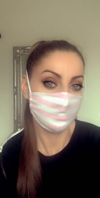 Pásikavé unisex rúško RUŽOVÁ FARBA